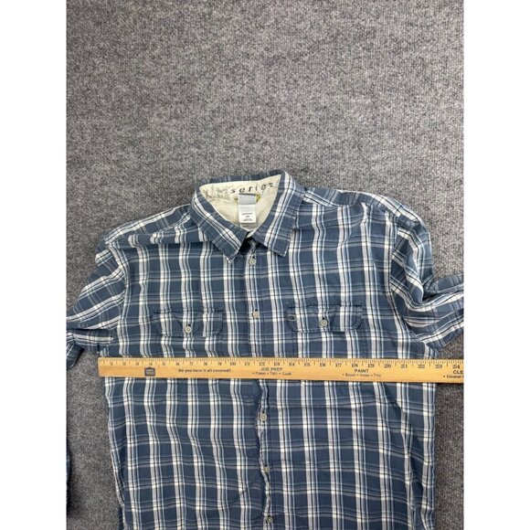 The North Face A5 Series Men's Large Blue Plaid Long Sleeve Button Up Pockets - Picture 5 of 8